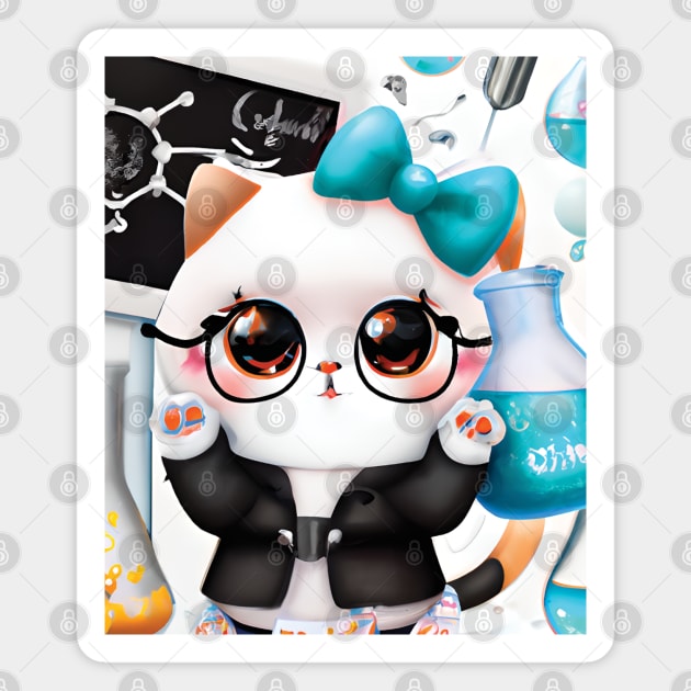 CUTE CAT IN A CHEMISTRY LAB Magnet by Prinyos